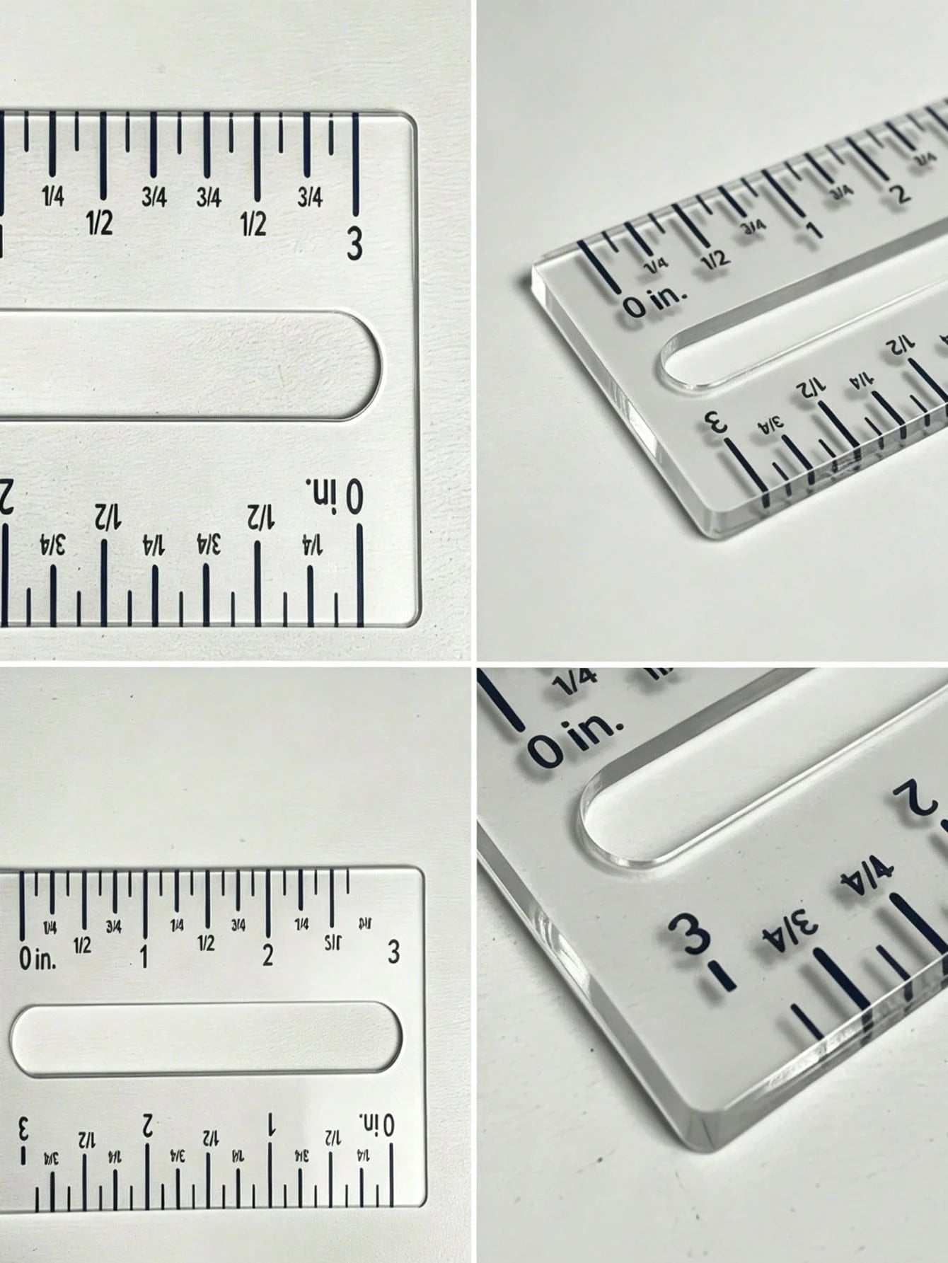 1pc 3-Inch Imperial Acrylic Straight Ruler- Bi-Directional Precise Scale- Sewing Ruler 3.54inch- Hollow Positioning Ruler- Handcraft Clothing Quilting Trimming Measuring Tool