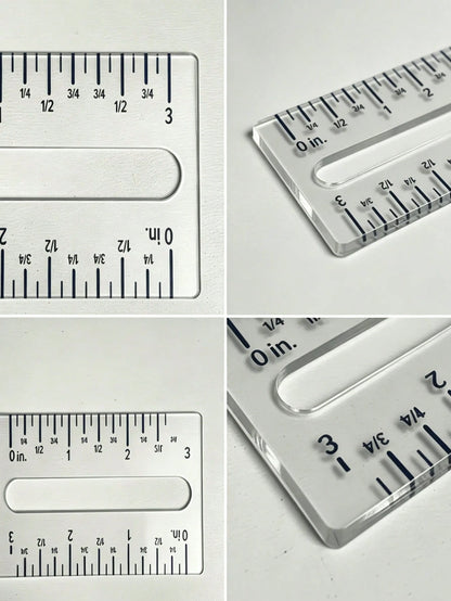 1pc 3-Inch Imperial Acrylic Straight Ruler- Bi-Directional Precise Scale- Sewing Ruler 3.54inch- Hollow Positioning Ruler- Handcraft Clothing Quilting Trimming Measuring Tool