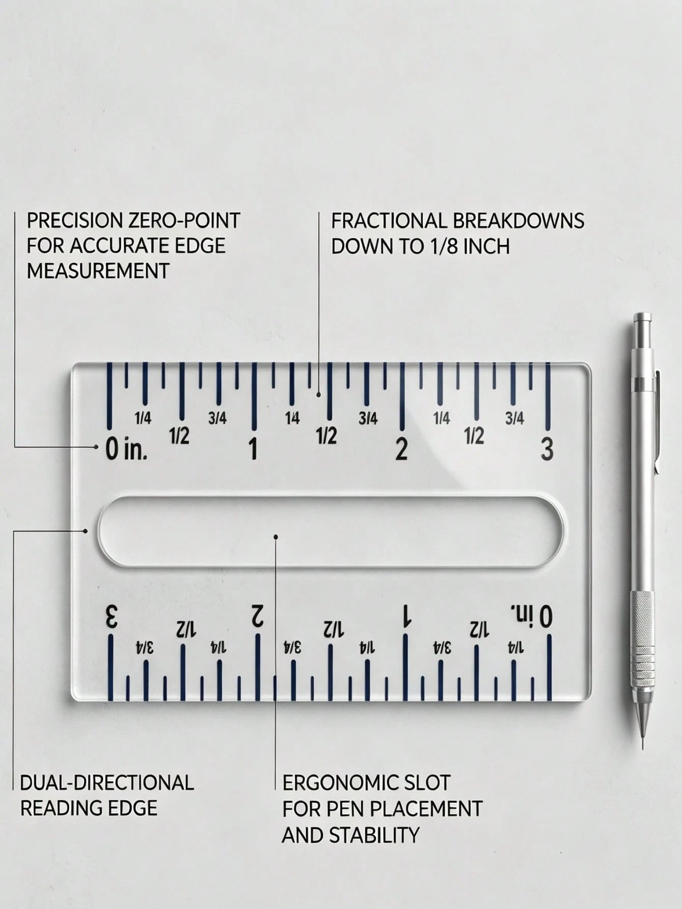 1pc 3-Inch Imperial Acrylic Straight Ruler- Bi-Directional Precise Scale- Sewing Ruler 3.54inch- Hollow Positioning Ruler- Handcraft Clothing Quilting Trimming Measuring Tool