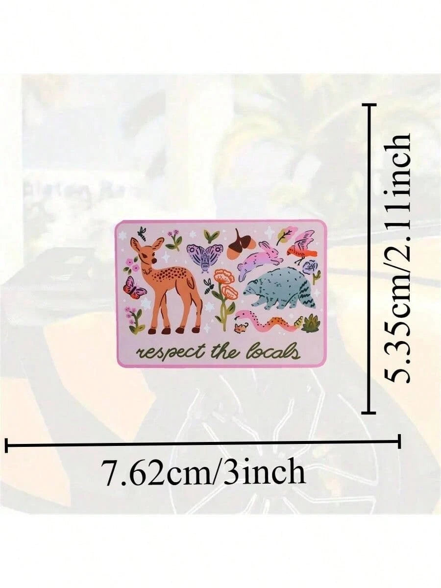 1pc 3-Inch Waterproof Removable PVC Sticker, Cute Cartoon Deer Butterfly And Flower, Natural Wild Aesthetic Sticker, Suitable For Laptop Car Water Bottle Skateboard Decoration, Cute Animal Design, Sui