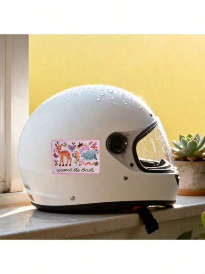 1pc 3-Inch Waterproof Removable PVC Sticker, Cute Cartoon Deer Butterfly And Flower, Natural Wild Aesthetic Sticker, Suitable For Laptop Car Water Bottle Skateboard Decoration, Cute Animal Design, Sui