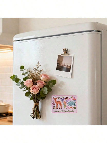 1pc 3-Inch Waterproof Removable PVC Sticker, Cute Cartoon Deer Butterfly And Flower, Natural Wild Aesthetic Sticker, Suitable For Laptop Car Water Bottle Skateboard Decoration, Cute Animal Design, Sui