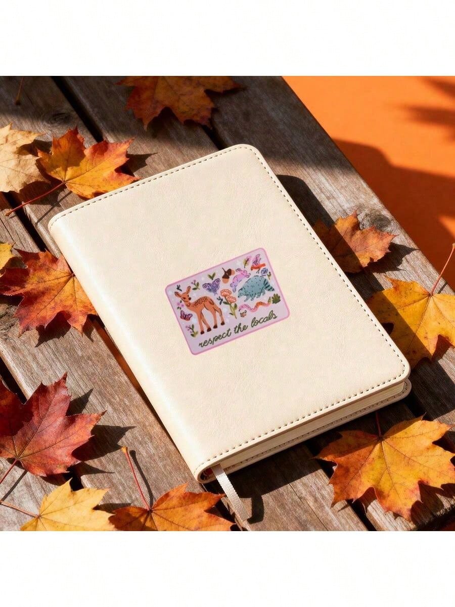 1pc 3-Inch Waterproof Removable PVC Sticker, Cute Cartoon Deer Butterfly And Flower, Natural Wild Aesthetic Sticker, Suitable For Laptop Car Water Bottle Skateboard Decoration, Cute Animal Design, Sui