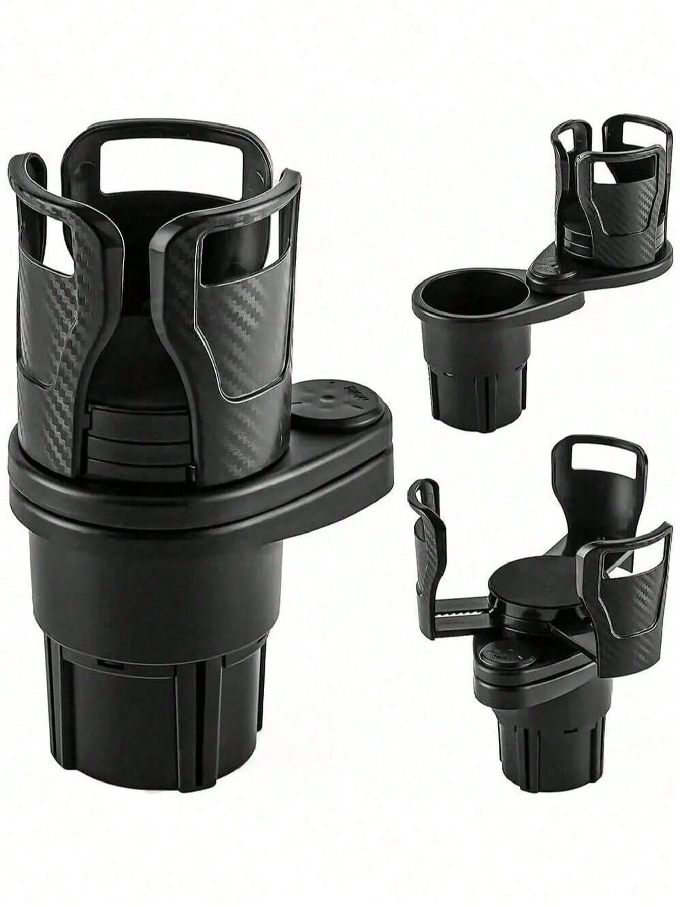 1pc 360 Degree Rotating Car Cup Holder, Multifunctional 4-In-1 Adjustable Dual Cup Holder With Sponge Pad