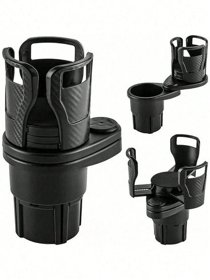 1pc 360 Degree Rotating Car Cup Holder, Multifunctional 4-In-1 Adjustable Dual Cup Holder With Sponge Pad