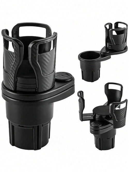 1pc 360 Degree Rotating Car Cup Holder, Multifunctional 4-In-1 Adjustable Dual Cup Holder With Sponge Pad