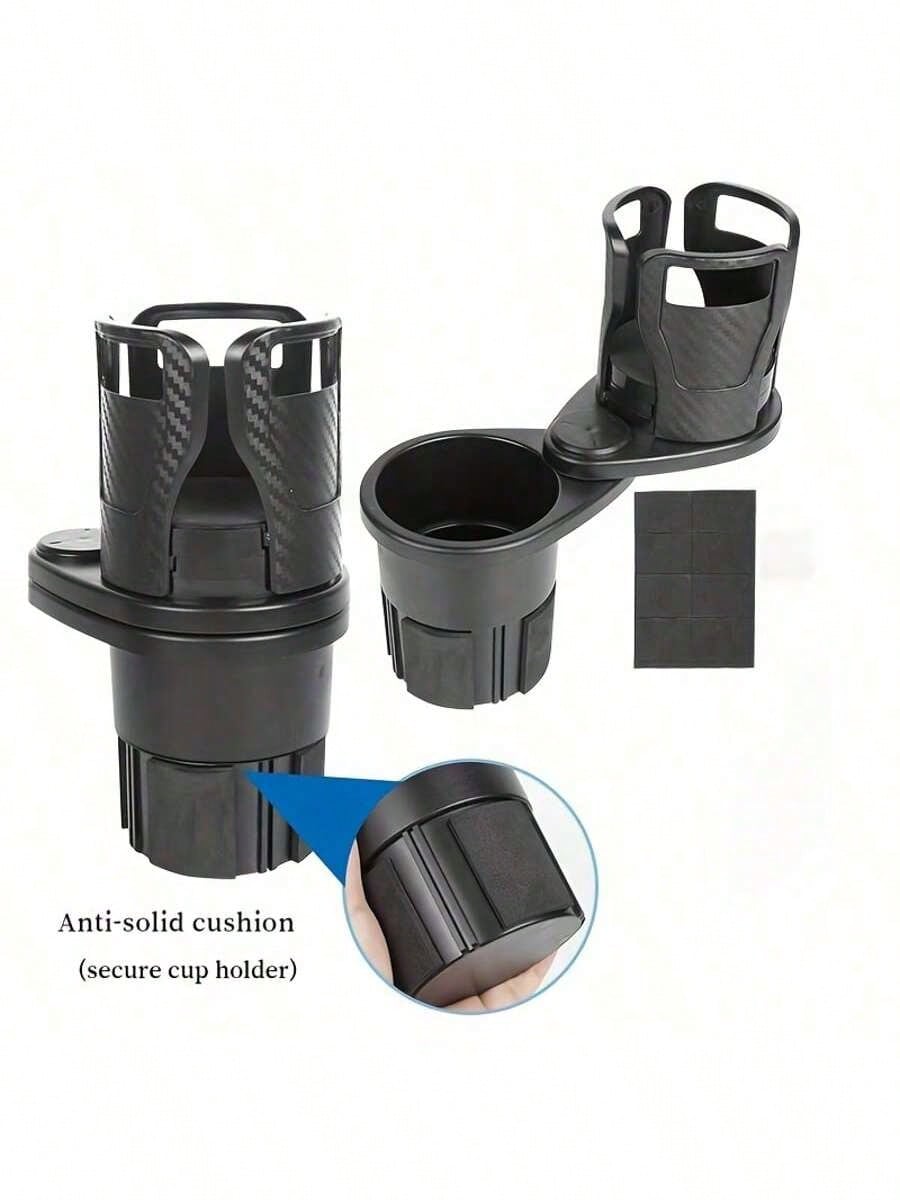 1pc 360 Degree Rotating Car Cup Holder, Multifunctional 4-In-1 Adjustable Dual Cup Holder With Sponge Pad