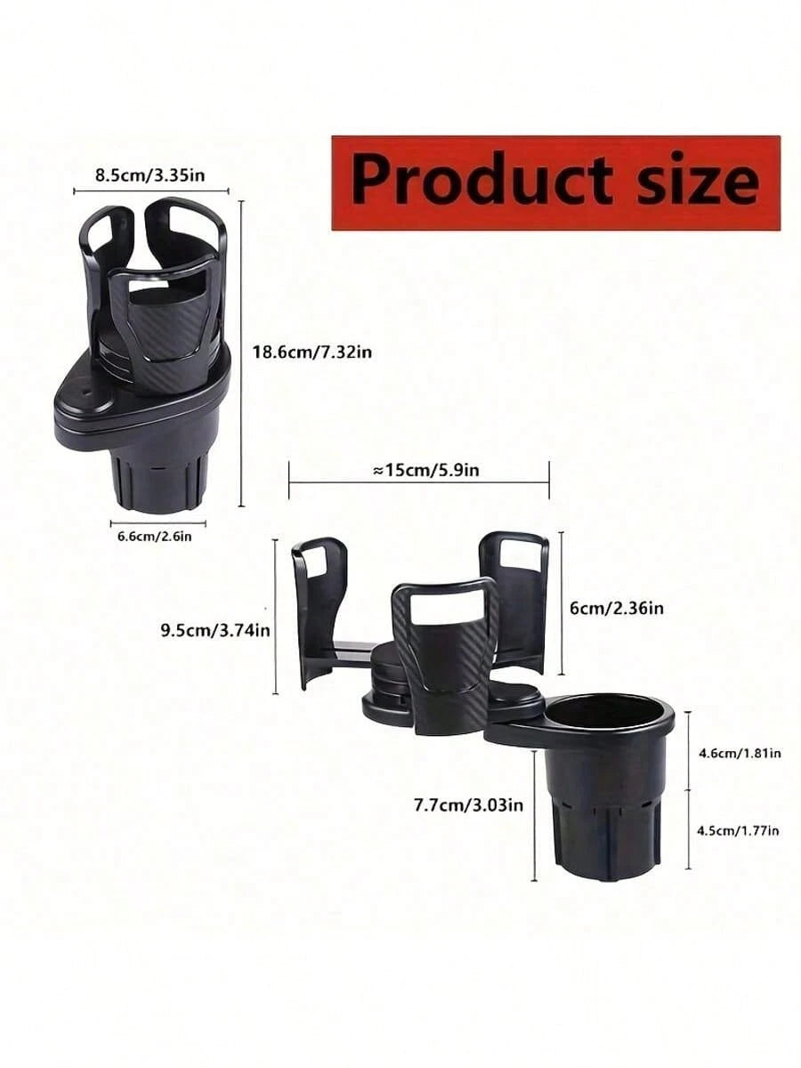 1pc 360 Degree Rotating Car Cup Holder, Multifunctional 4-In-1 Adjustable Dual Cup Holder With Sponge Pad