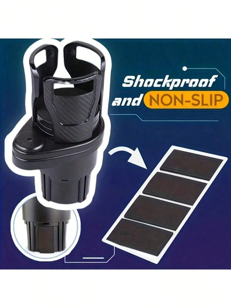 1pc 360 Degree Rotating Car Cup Holder, Multifunctional 4-In-1 Adjustable Dual Cup Holder With Sponge Pad