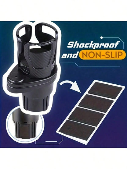 1pc 360 Degree Rotating Car Cup Holder, Multifunctional 4-In-1 Adjustable Dual Cup Holder With Sponge Pad