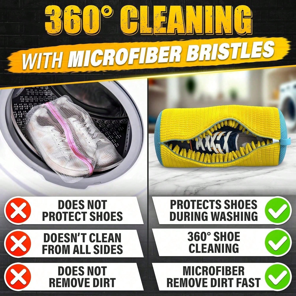 1pc 360° Durable Shoe Laundry Bag, Designed For Washing Machine, Noise Reduction And Anti-Deformation, Home Laundry Bag, Shoe Protection Bag, Reusable, Suitable For Sneakers, Canvas Shoes, Men's And W