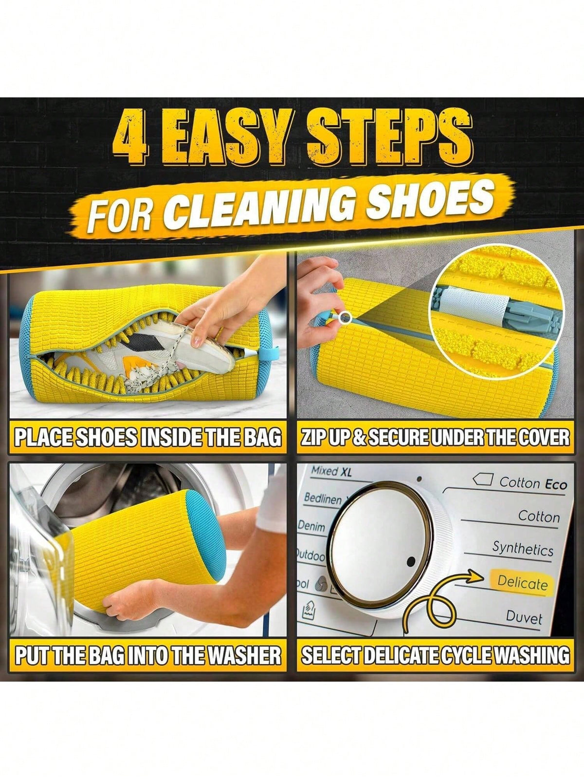 1pc 360° Durable Shoe Laundry Bag, Designed For Washing Machine, Noise Reduction And Anti-Deformation, Home Laundry Bag, Shoe Protection Bag, Reusable, Suitable For Sneakers, Canvas Shoes, Men's And W