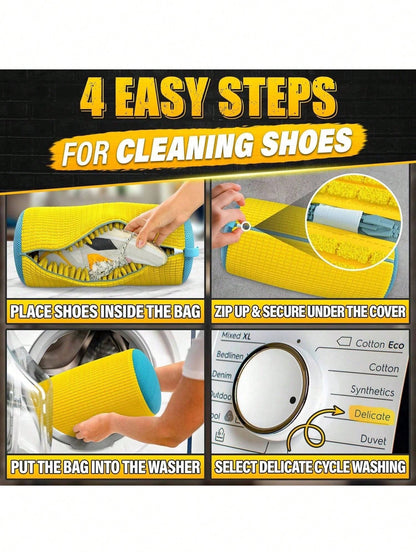 1pc 360° Durable Shoe Laundry Bag, Designed For Washing Machine, Noise Reduction And Anti-Deformation, Home Laundry Bag, Shoe Protection Bag, Reusable, Suitable For Sneakers, Canvas Shoes, Men's And W