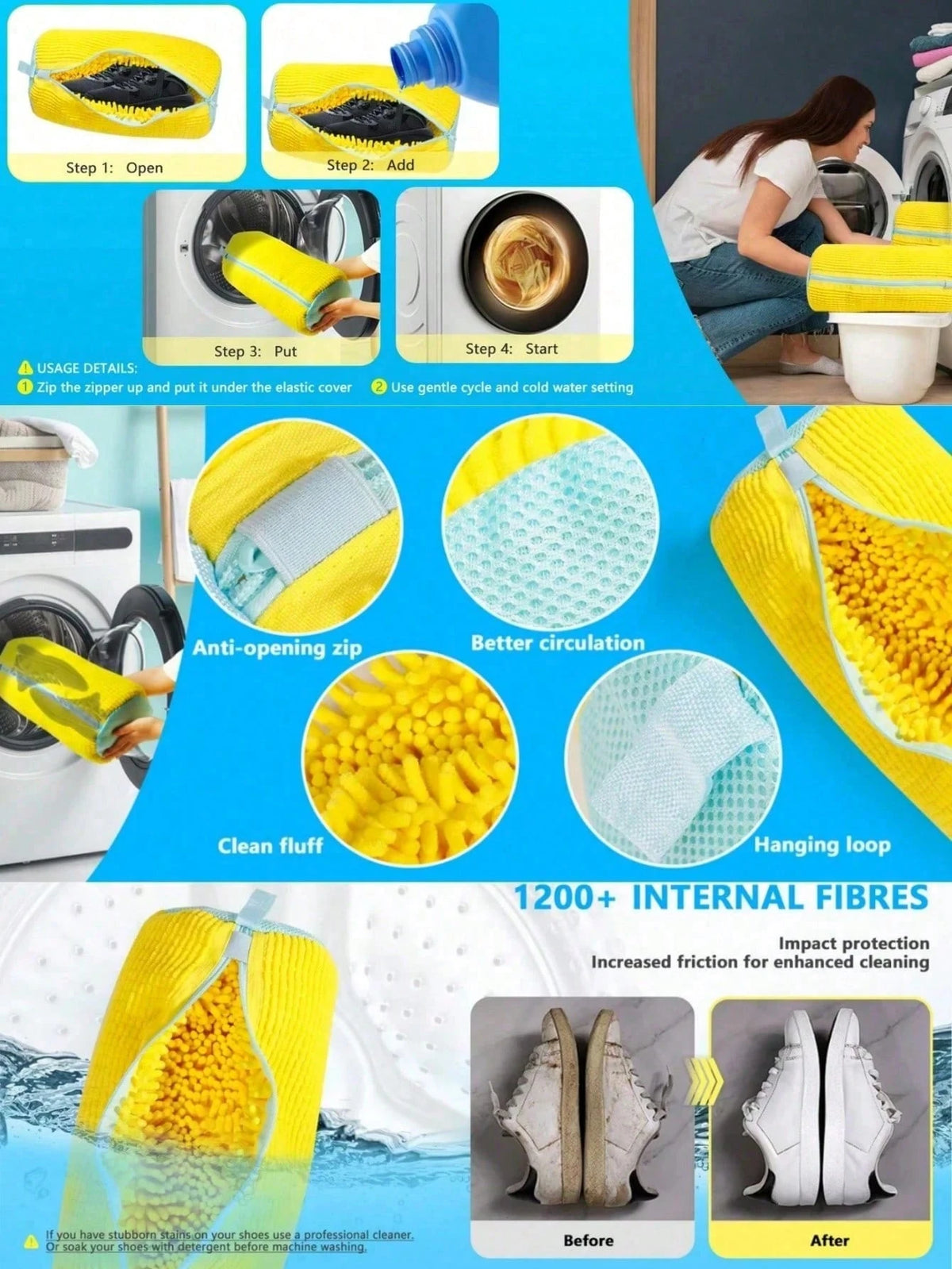 1pc 360° Durable Shoe Laundry Bag, Designed For Washing Machine, Noise Reduction And Anti-Deformation, Home Laundry Bag, Shoe Protection Bag, Reusable, Suitable For Sneakers, Canvas Shoes, Men's And W