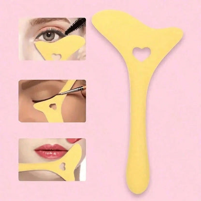 1pc 4-In-1 Silicone Eyeliner Stencil With Cream Scoop, Multi-Use Winged Eyeliner Aid, Mascara Shield & Lipstick Guide, Reusable Makeup Tool For Beginners