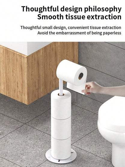 1pc 4 Roll Toilet Paper Holder- Self-Adhesive Installation, Foldable Independent Bathroom Storage Rack, Durable Iron Structure Space-Saving, Toilet Paper Storage, Smooth Metal Exterior, Sturdy Paper