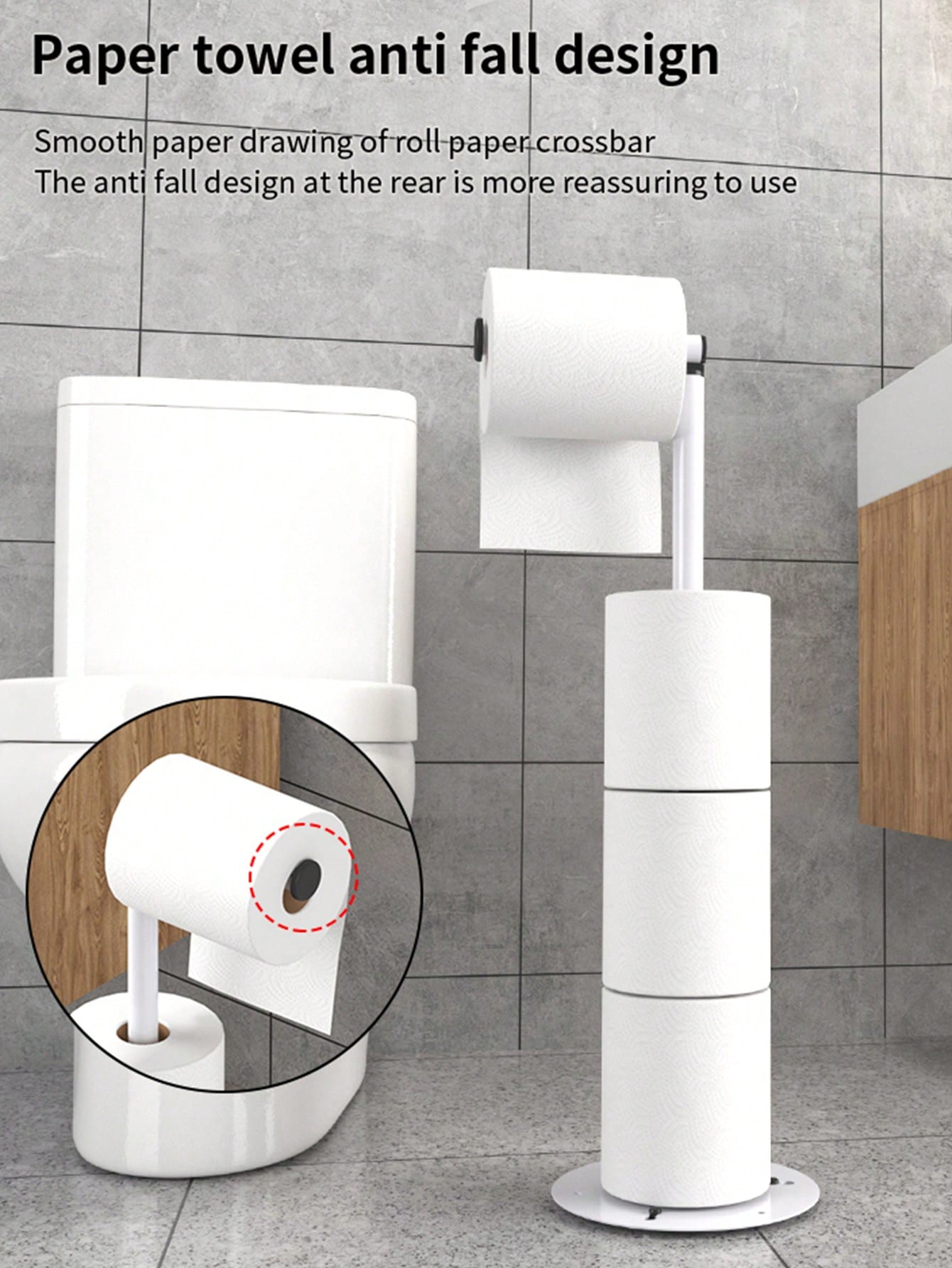 1pc 4 Roll Toilet Paper Holder- Self-Adhesive Installation, Foldable Independent Bathroom Storage Rack, Durable Iron Structure Space-Saving, Toilet Paper Storage, Smooth Metal Exterior, Sturdy Paper