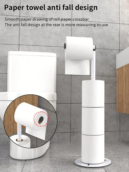 1pc 4 Roll Toilet Paper Holder- Self-Adhesive Installation, Foldable Independent Bathroom Storage Rack, Durable Iron Structure Space-Saving, Toilet Paper Storage, Smooth Metal Exterior, Sturdy Paper