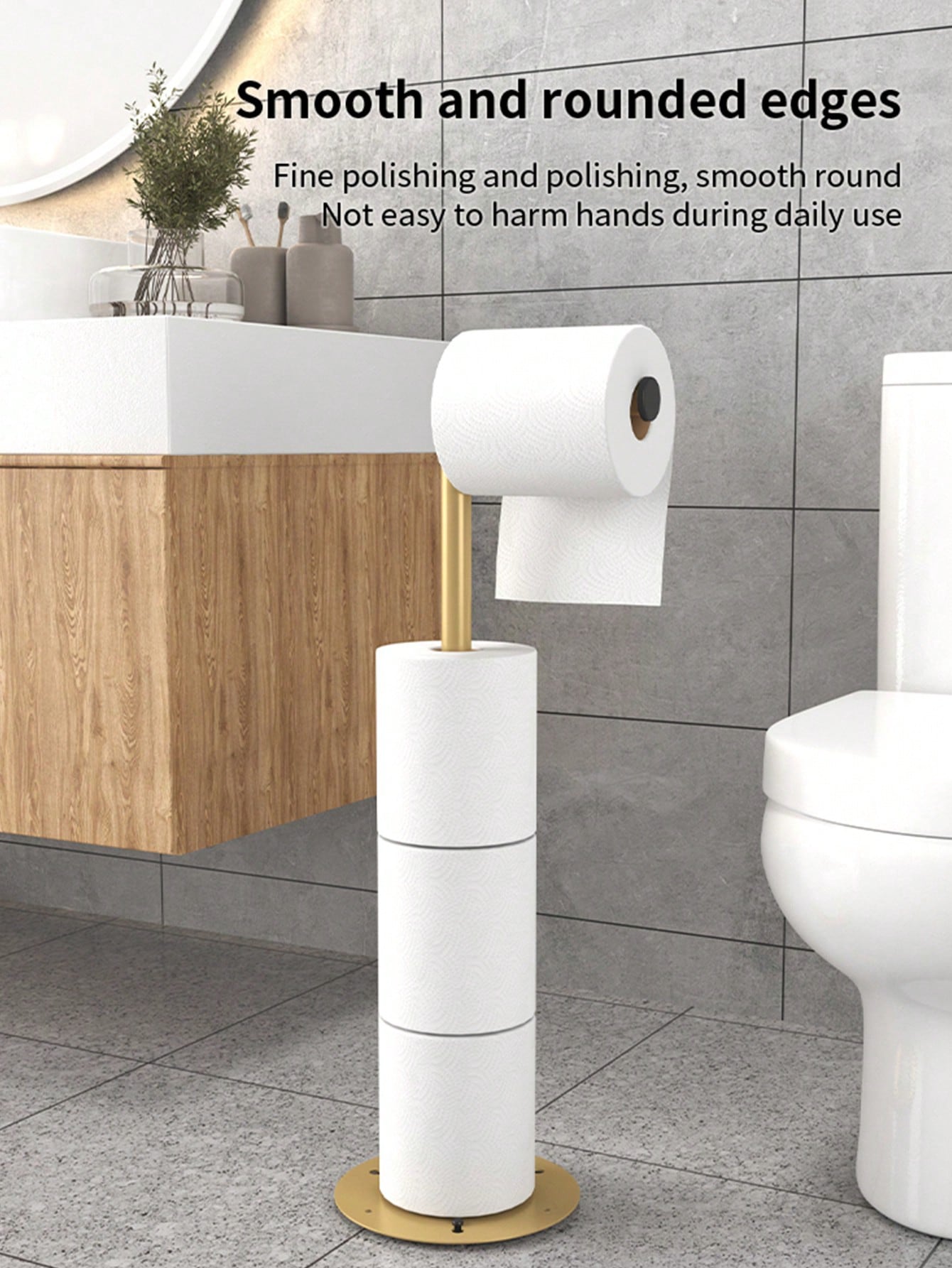 1pc 4 Roll Toilet Paper Holder- Self-Adhesive Installation, Foldable Independent Bathroom Storage Rack, Durable Iron Structure Space-Saving, Toilet Paper Storage, Smooth Metal Exterior, Sturdy Paper