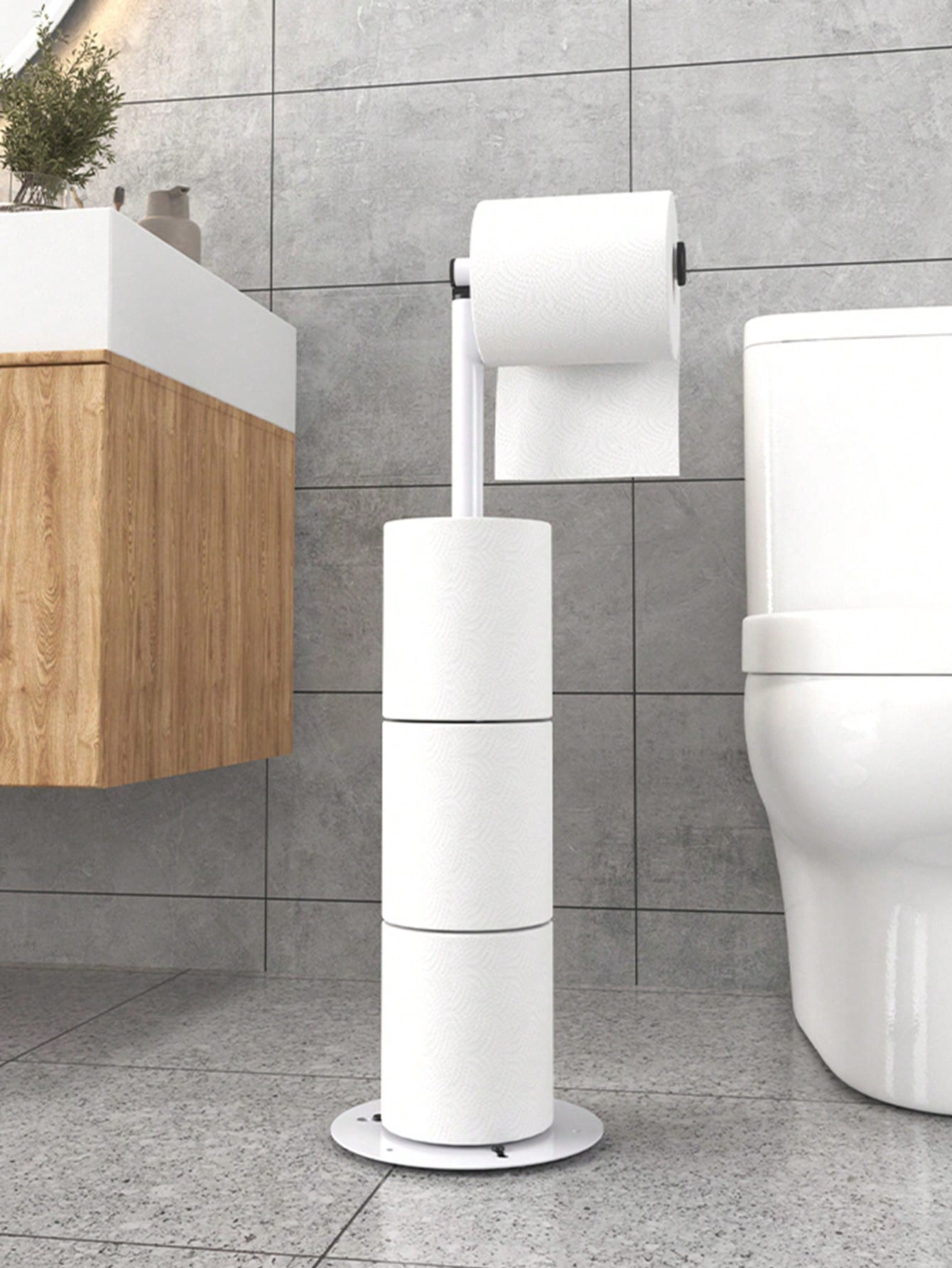 1pc 4 Roll Toilet Paper Holder- Self-Adhesive Installation, Foldable Independent Bathroom Storage Rack, Durable Iron Structure Space-Saving, Toilet Paper Storage, Smooth Metal Exterior, Sturdy Paper