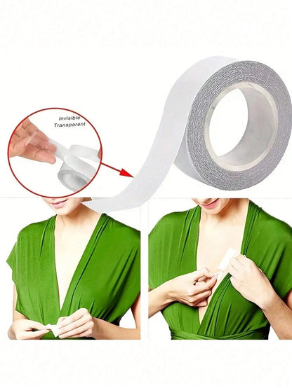 1pc 5m Double-Sided Non-Slip Tape Cutter, Concealed Double-Sided Adhesive Tape For Women Clothing & Body, High Strength Invisible Transparent Tape For Collars, Blouses, Dresses