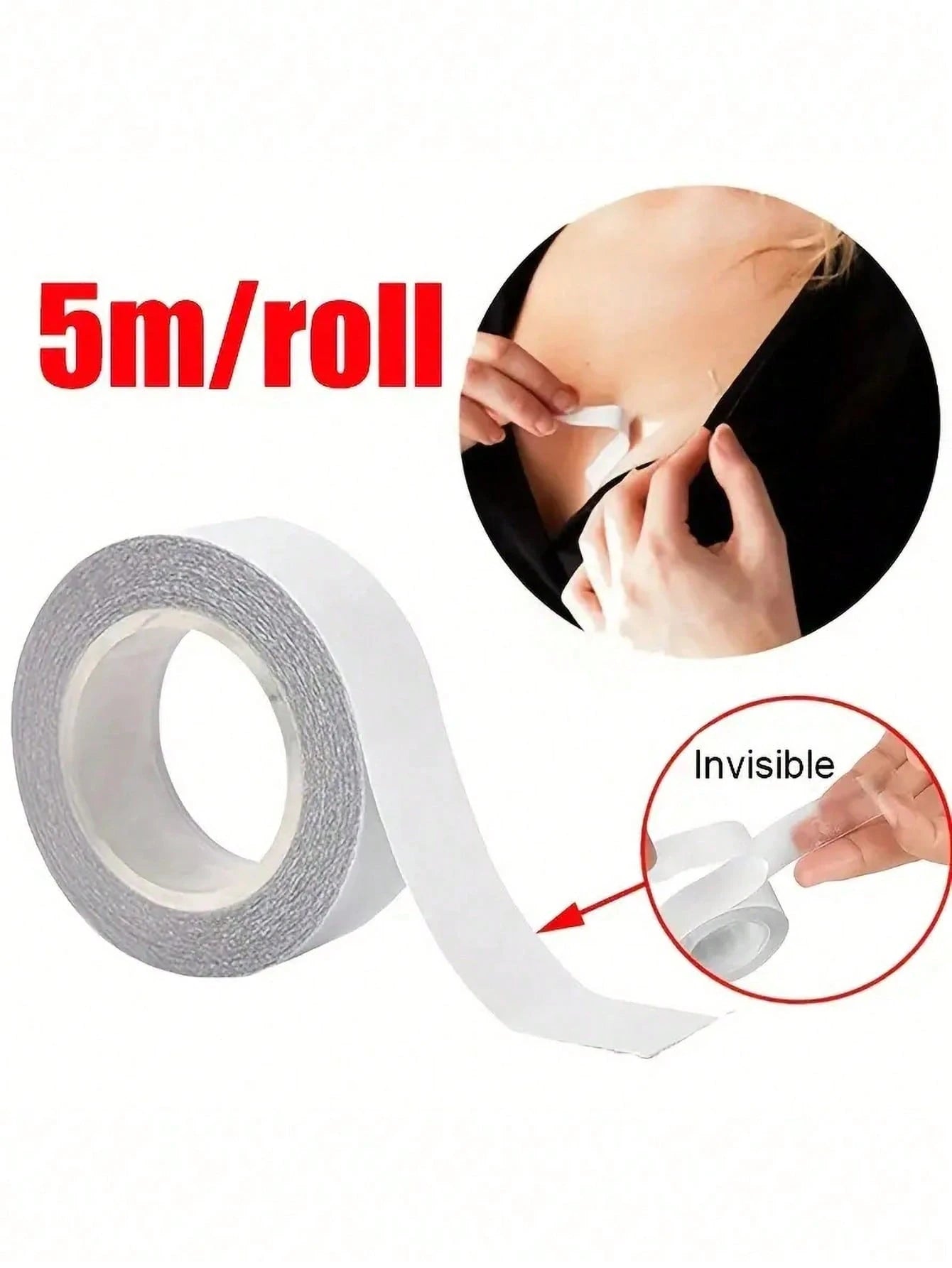 1pc 5m Double-Sided Non-Slip Tape Cutter, Concealed Double-Sided Adhesive Tape For Women Clothing & Body, High Strength Invisible Transparent Tape For Collars, Blouses, Dresses