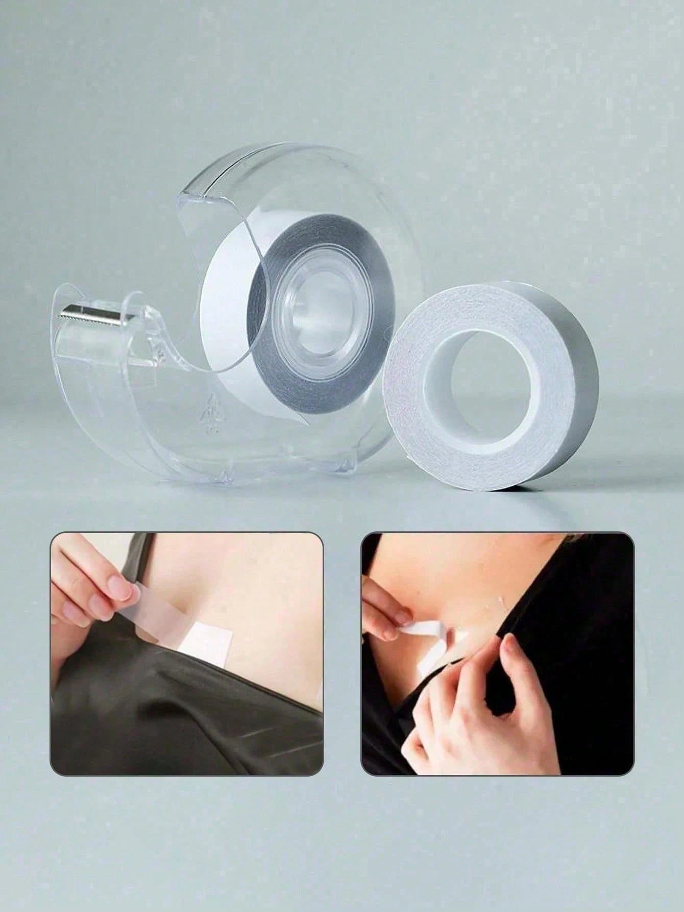 1pc 5m Double-Sided Non-Slip Tape Cutter, Concealed Double-Sided Adhesive Tape For Women Clothing & Body, High Strength Invisible Transparent Tape For Collars, Blouses, Dresses