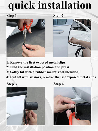1pc 5m White Car U-Shaped Door Edge Bumper Strip Soundproof Sealing Strip