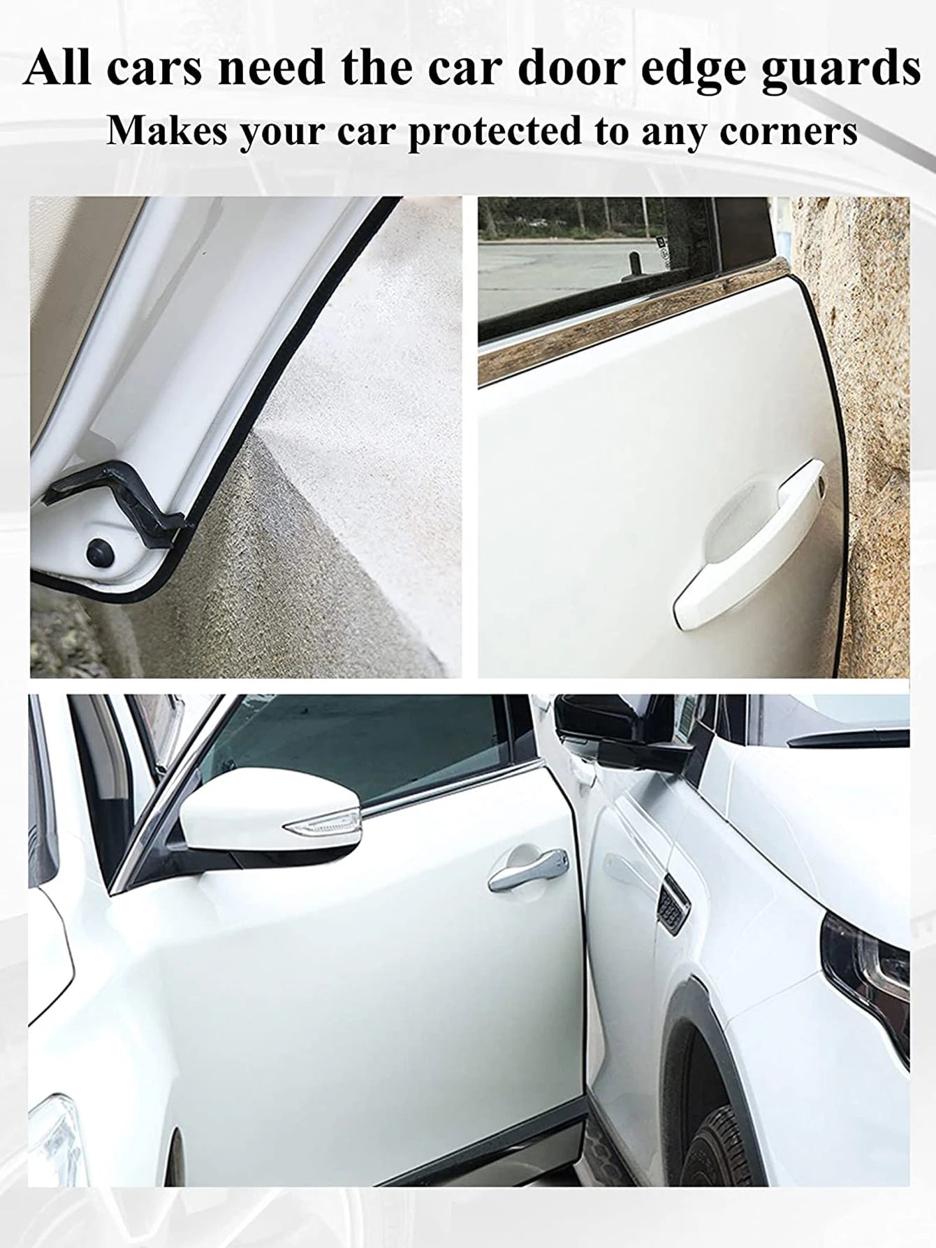 1pc 5m White Car U-Shaped Door Edge Bumper Strip Soundproof Sealing Strip