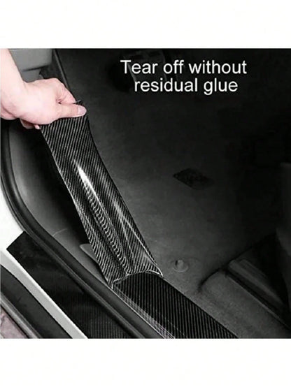 1PC 5M X 10CM Carbon Fiber Car Sticker Pasting Protective Strip Car Sill Rearview Mirror Anti Scratch Tape Waterproof Protective Film