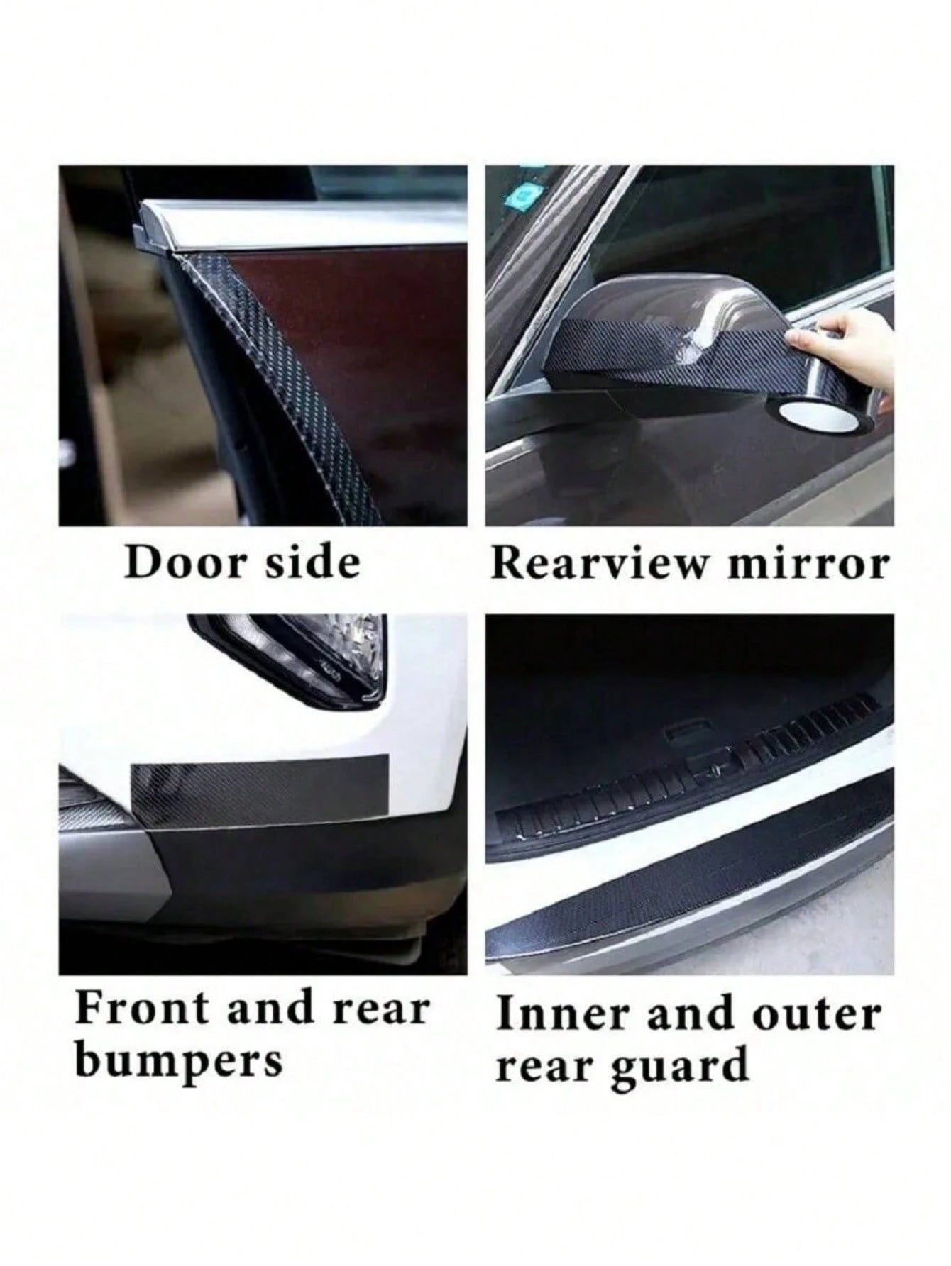 1PC 5M X 10CM Carbon Fiber Car Sticker Pasting Protective Strip Car Sill Rearview Mirror Anti Scratch Tape Waterproof Protective Film