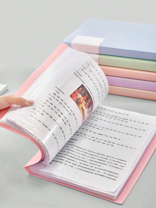 1pc A4 30-Page Transparent Folder, Student File Organizer For Storing Study Materials, Test Papers, Random Cover Cards, Back To S, First Day Of School