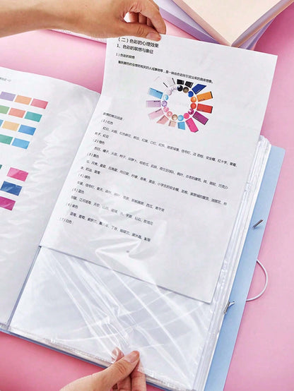 1pc A4 30-Page Transparent Folder, Student File Organizer For Storing Study Materials, Test Papers, Random Cover Cards, Back To S, First Day Of School