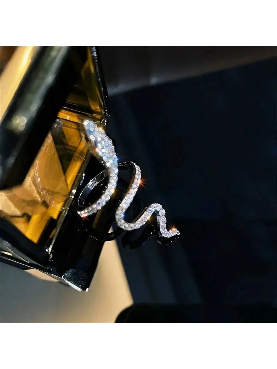 1pc Adjustable Y2K Elegance Snake Ring With Shiny Rhinestones- Perfect Accessory For Festivals, Parties And Everyday Glamour!