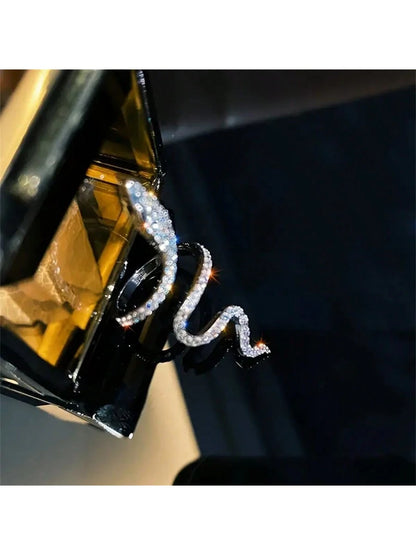1pc Adjustable Y2K Elegance Snake Ring With Shiny Rhinestones- Perfect Accessory For Festivals, Parties And Everyday Glamour!
