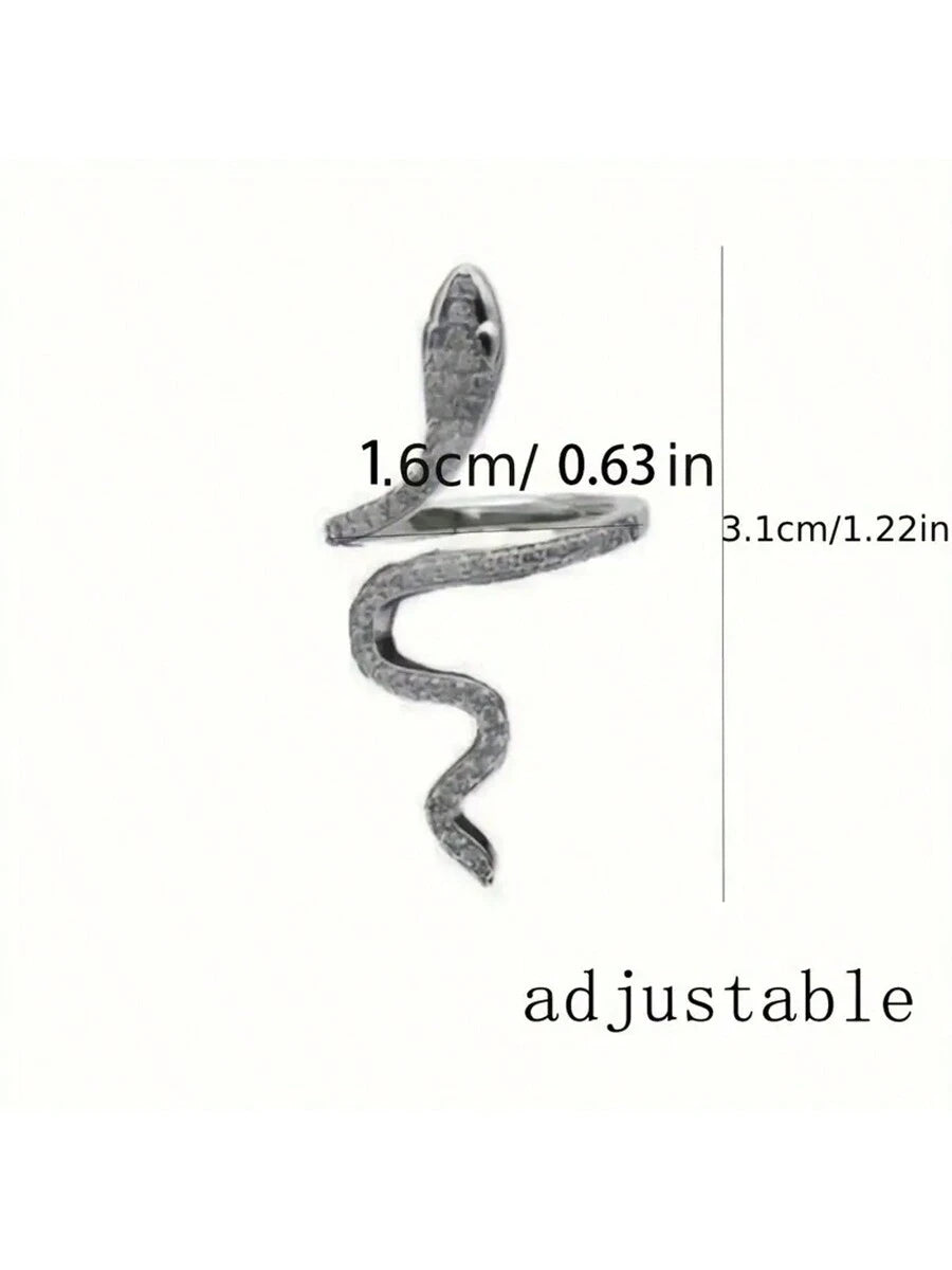 1pc Adjustable Y2K Elegance Snake Ring With Shiny Rhinestones- Perfect Accessory For Festivals, Parties And Everyday Glamour!