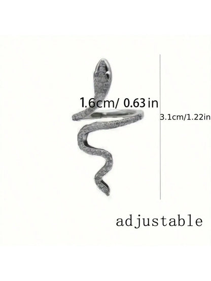 1pc Adjustable Y2K Elegance Snake Ring With Shiny Rhinestones- Perfect Accessory For Festivals, Parties And Everyday Glamour!
