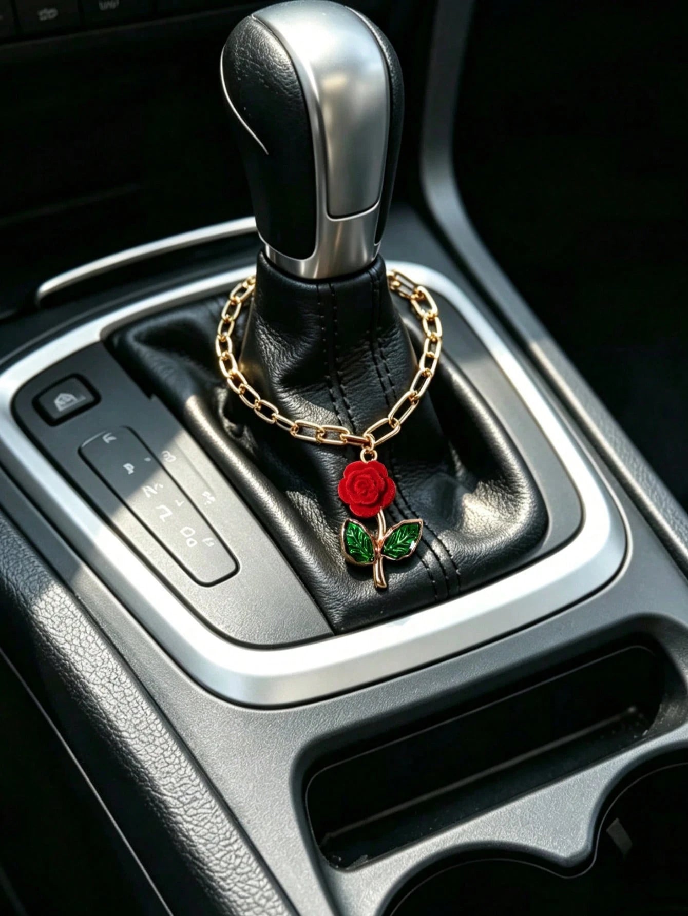 1pc Alloy Red Cherry Car Gear Shift Knob Decor, Personalized Steering Wheel Decoration, Car Interior Decor Accessory