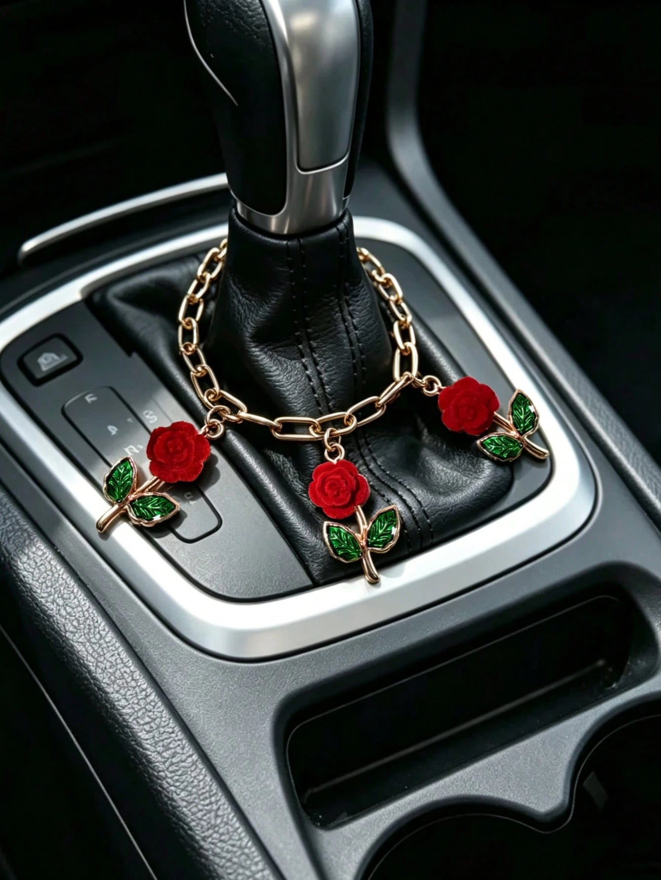 1pc Alloy Red Cherry Car Gear Shift Knob Decor, Personalized Steering Wheel Decoration, Car Interior Decor Accessory