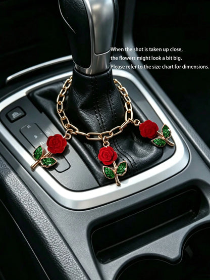 1pc Alloy Red Cherry Car Gear Shift Knob Decor, Personalized Steering Wheel Decoration, Car Interior Decor Accessory