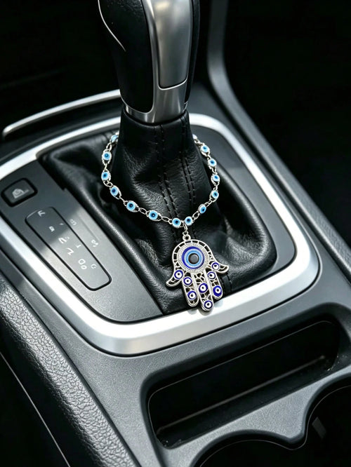 1pc Alloy Rhinestone Evil Eye Decorative Chain, Car Gear Shift Decor, Steering Wheel Decor, Unisex Car Interior Hanging Ornament