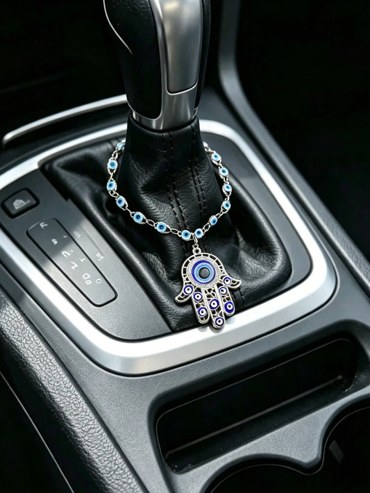1pc Alloy Rhinestone Evil Eye Decorative Chain, Car Gear Shift Decor, Steering Wheel Decor, Unisex Car Interior Hanging Ornament