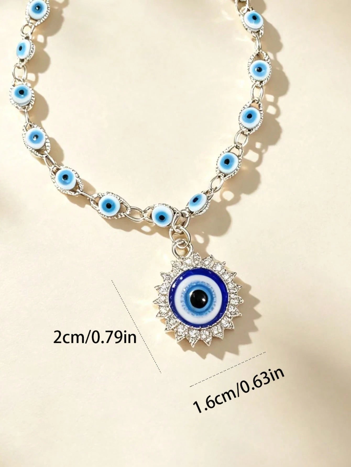 1pc Alloy Rhinestone Evil Eye Decorative Chain, Car Gear Shift Decor, Steering Wheel Decor, Unisex Car Interior Hanging Ornament