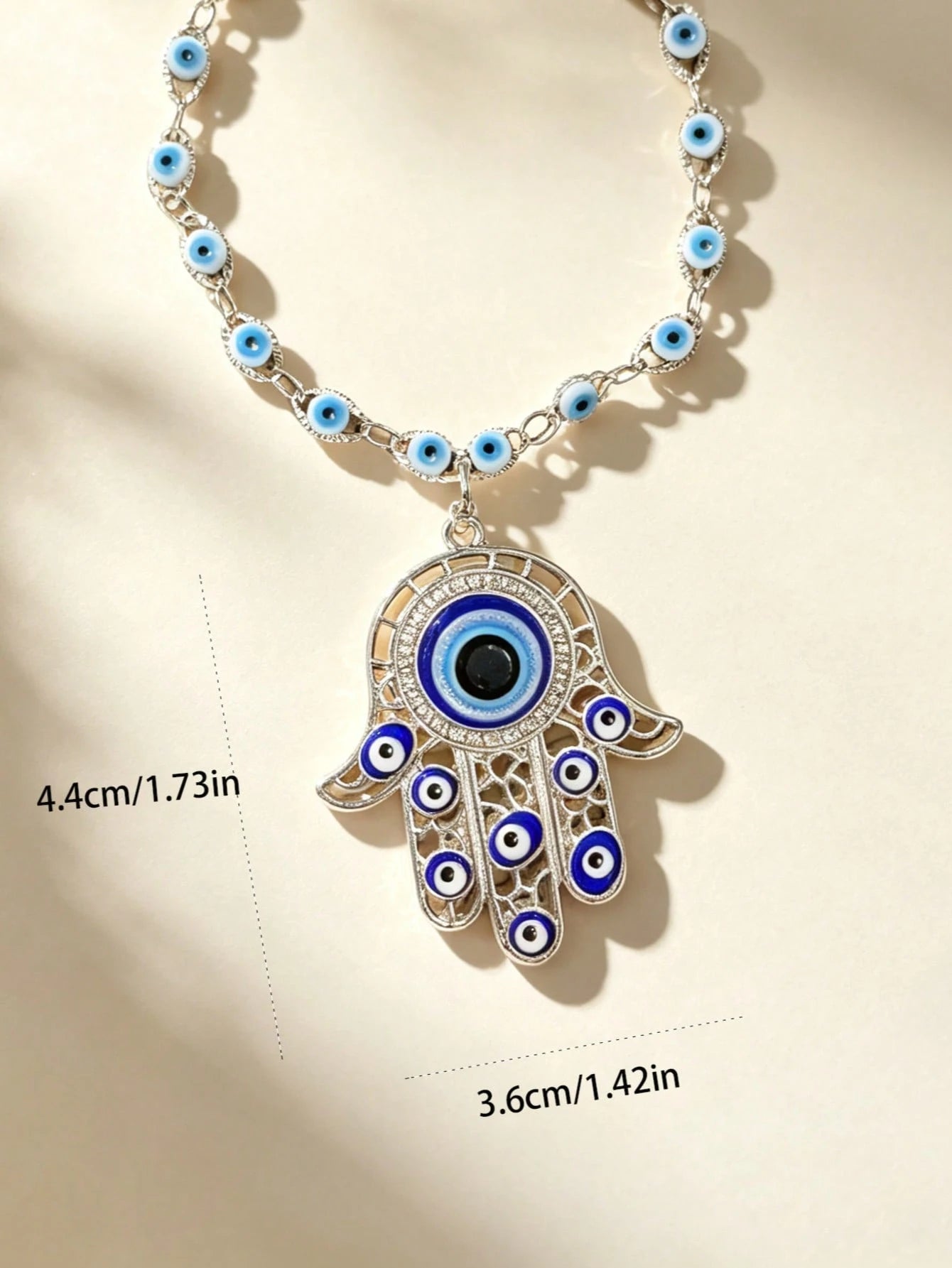 1pc Alloy Rhinestone Evil Eye Decorative Chain, Car Gear Shift Decor, Steering Wheel Decor, Unisex Car Interior Hanging Ornament