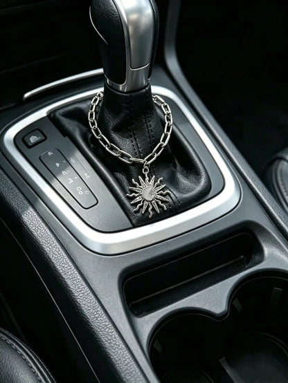 1pc Alloy Rhinestone Sun Star Moon Car Gear Shift Decor, Car Interior Hanging Ornament, Car Decorative Accessory