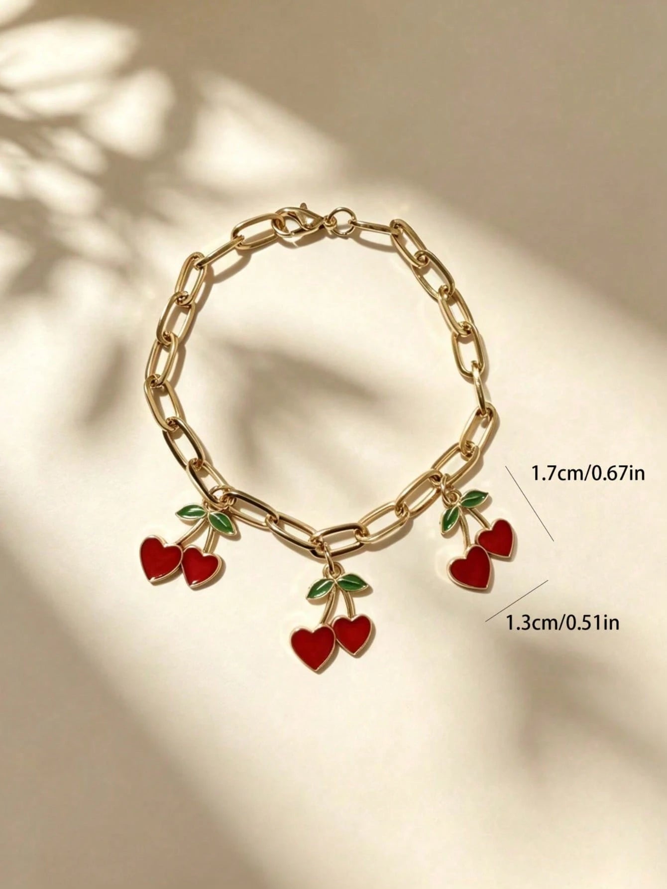 1pc Alloy Small Red Cherry Car Steering Wheel Decorative Chain Gear Shift Chain Car Interior Hanging Decoration Accessory