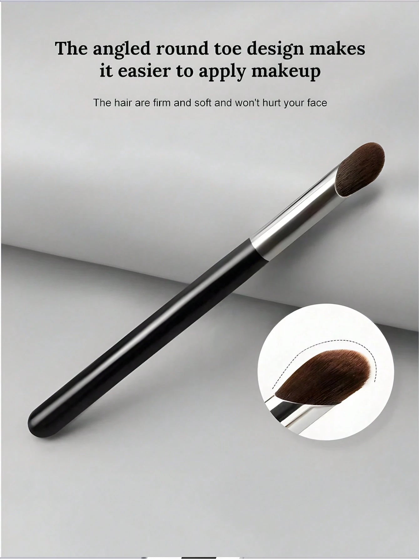 1pc Angled Concealer Brush, Precise Fingertip Concealer Makeup Brush, Slanted Round Tip Design For Easier Makeup. Firm And Soft Bristles, Won't Harm Your Face, Foundation Brush, Concealer Brush, Blush