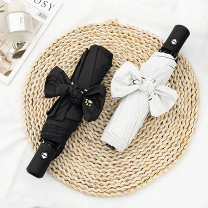 1pc Automatic Dual-Use Umbrella, Cute Cat Design, Foldable Sun/Rain Umbrella, UV Protection For Students