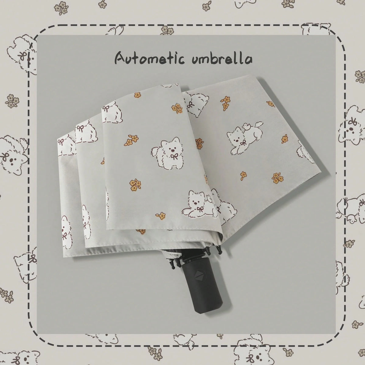 1pc Automatic Dual-Use Umbrella, Cute Cat Design, Foldable Sun/Rain Umbrella, UV Protection For Students