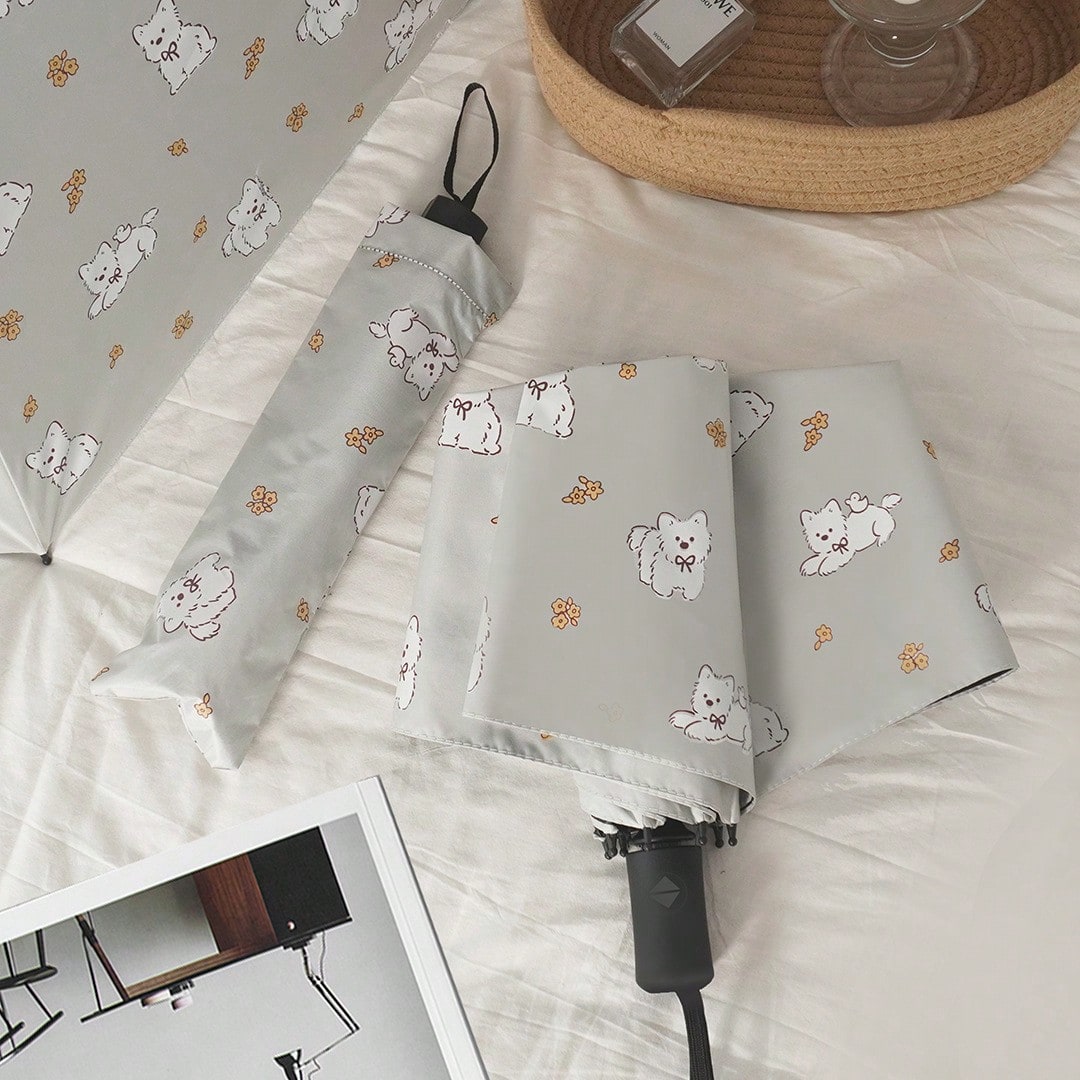 1pc Automatic Dual-Use Umbrella, Cute Cat Design, Foldable Sun/Rain Umbrella, UV Protection For Students